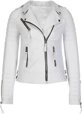 Giacca donna nera stile motociclista moto vera pelle di agnello morbida XS-3XL nuova