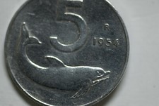 5 LIRE  DELFINO ITALIANA 1954