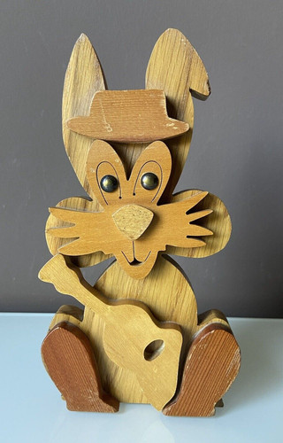 Scultura coniglio legno - coniglio, in