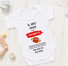Body Pagliaccetto Neonato mio papà è un rugbista rugby meta palla ovale sport
