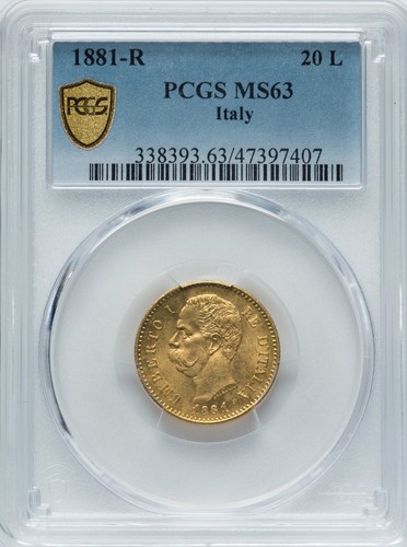 Italia oro lire 1881 - italia,, 20