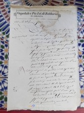 1852 BALDARIA COLOGNA VENETA DOCUMENTO MANOSCRITTO AUTOGRAFO VERONA