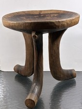Poggiapiedi curvo treppiede tre/3 gambe in legno etiope vintage anni 50 seduta oromo
