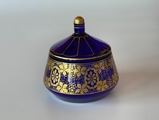 Bellissima scatola in vetro blu Art Decò. Moser Karlovy Vary. 1930