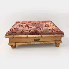 Antico pouf panca pouf poggiapiedi imbottito in bambù francese