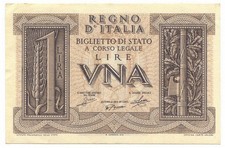 1 LIRA BIGLIETTO DI STATO FASCIO 14/11/1939 SPL-