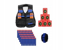NUOVO Hasbro Nerf Set Accessori Gilet Taglia Universale 50 Frecce 6 Bersagli ...