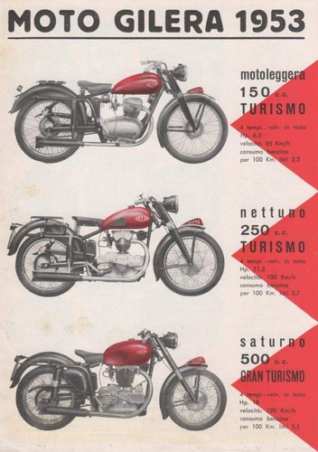 Brochure moto gilera - brochure, 1953