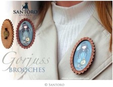 Spilla Santoro Gorjuss in legno Gorjuss Brooch elegante pittura per RAGAZZA