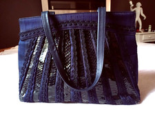 BORSA BAG SILVANO BIAGINI LUXURY VINTAGE, MERAVIGLIOSA! BLU PITONE e SHANTUNG!!!