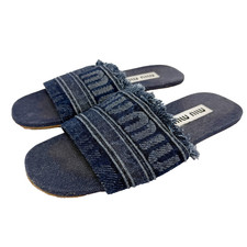 Sandali Miu Miu blu denim logo