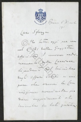 Lettera con autografo del