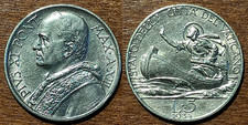 [MVAT0211D] PIO XI [Gig.25] 5 LIRE [Arg/835] A.XIII-1934 S. Pietro in barca BB+