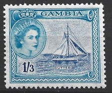 GAMBIA 1953/9 Sg 179 1/3d Oltremare & Blu Pallido Montato Leggermente Nuovo di zecca.{TT2-234}