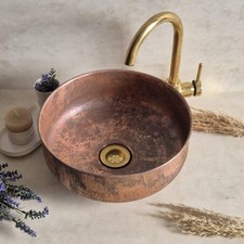 Lavabo con vaso rustico in rame - vaso bagno vintage con finitura anticata - rame