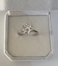 Anello Solitario argento MOISSANITE ( no DIAMANTE ) 3 CT  9 mm  D VVS1 misura 17