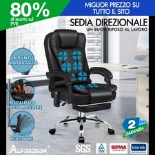 ALFORDSON Sedia Ufficio Massaggi Sedile per Computer Esecutivo Riscaldato Nero