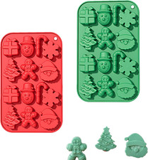 Stampi in Silicone Natalizi 2 Pezzi per Cioccolato E Dolci, Forma 3D Con 14 Cavi