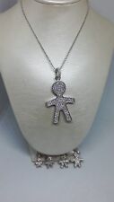 COLLANA CIONDOLO BEBE' BIMBO DONNA ARGENTO PAVE' ZIRCONI BIANCHI 5 MISURE