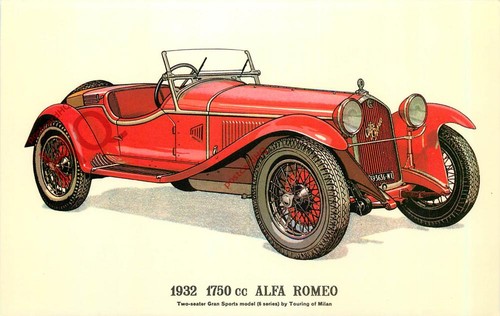 Postcard vintage car - car,, 1932