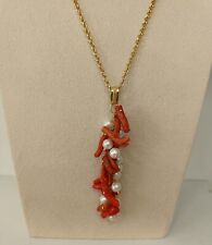Laccio lungo ciondolo Corallo rosso naturale Perle scaramazze
