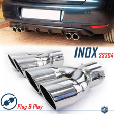 2 TERMINALI di Scarico Doppi Universali in ACCIAIO Inox Cromato Marmitta Ø 76mm