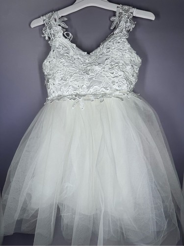 Abito bianco pizzo tulle - bianco,