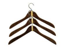 3 pezzi appendiabiti antico velluto broccato gancio ottone marrone appendiabiti vintage