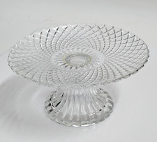 ALZATA ALZATINA VETRO Cristallo SOPRAMMOBILE per Torta motivo a Rombi Vintage