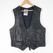 Gilet gilet vintage in pelle nera taglia L (T9567)
