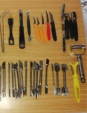 Attrezzi intaglio frutta, Fruit Carving. Mix coltellini e scavini.