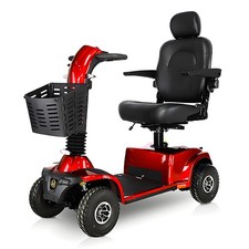 MOTORINO ELETTRICO ROSSO BRACCIOLO LUCI LED PORTAOGGETTI 4 RUOTE DISABILI ANZIA