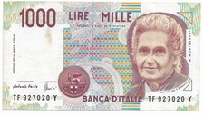 CARTAMONETA ITALIA REPUBBLICA - BANCONOTA LIRE 1.000 (MONTESSORI) MB