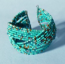 BRACCIALE RIGIDO  VINTAGE - Perline e metallo - Fatto a Mano - Regolabile