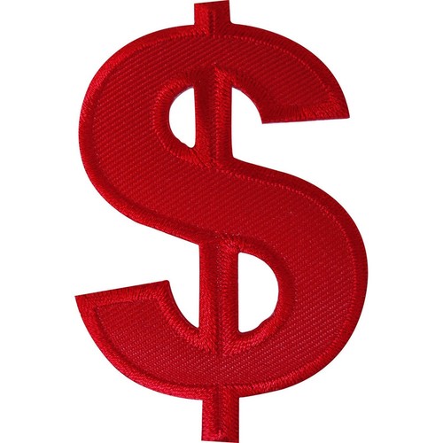Embroidered red dollar sign - embroidered, us
