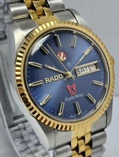 Vintage Rado Purple Horse 2 toni scanalato quadrante blu originale 2878 ETA
