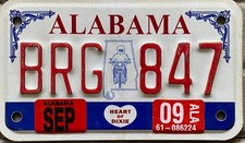 TARGA Originale USA moto ALABAMA con NUMERAZIONE in RILIEVO raduno Harley Indian