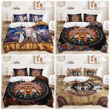 Set copripiumino etnico stile indiano piume toro teschio lupo decorazione casa