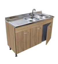 Sottolavello per cucina cm 120x50xH85 rovere, mobile componibile tre sportelli