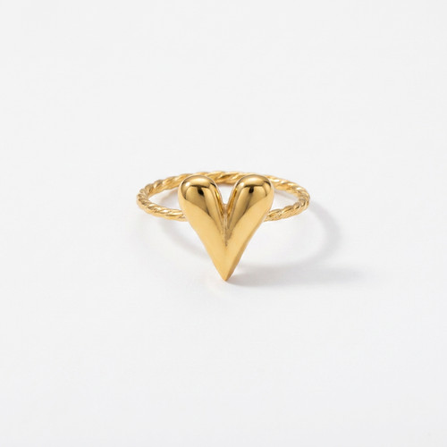 Anello cuore gonfio oro fascia - oro,