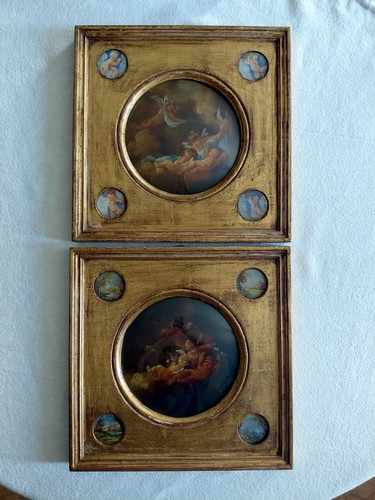 Coppia dipinti arredo putti - d'arredo, "putti