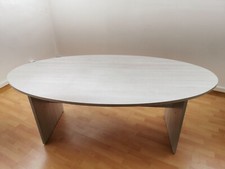 Tavolo Riunione ovale per ufficio colore rovere grigio L 200