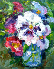 Pansies quadro olio - , originale