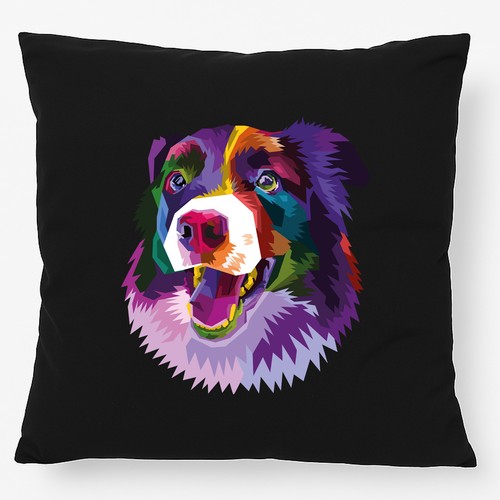 Cuscino border collie colorful - cuscino,