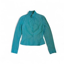 Giorgio Armani 00s Archive Women's Green Silk Cotton Avantgarde Blazer Jacket M