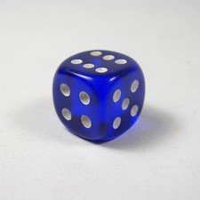 DADO DA GIOCO VINTAGE ANTICO VECCHIO IN BACHELITE BLU TRASPARENTE GAME DICE