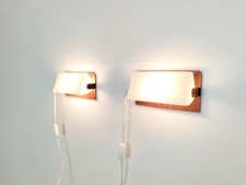 Coppia di lampade da comodino anni 70, applique in teak, luci da lettura vintage, svedesi