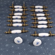 14 tiranti e 2 pomelli per armadietto casale campagna ceramica vintage centri 3"