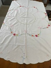 TOVAGLIA ROTONDA VINTAGE DIAM. CM. 156  RICAMO PUNTO CROCE