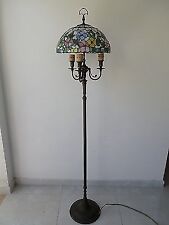 Lampada da terra in OTTONE STILE FIORENTINO VETRO TIFFANY DA 40 CM salotto